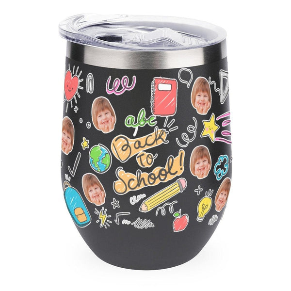 Custom Custom Face Back-to-school Insulated Tumbler 12OZ Personalized Face Kids Stainles Steel Tumbler Travel Coffee Mug Gifts for Friends Family - YesCustom