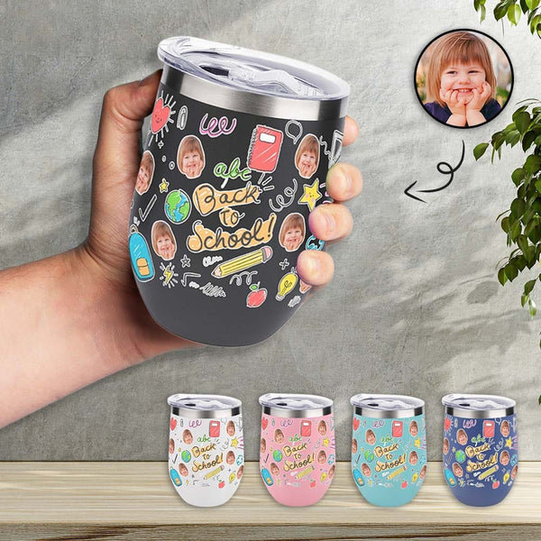 Custom Custom Face Back-to-school Insulated Tumbler 12OZ Personalized Face Kids Stainles Steel Tumbler Travel Coffee Mug Gifts for Friends Family - YesCustom