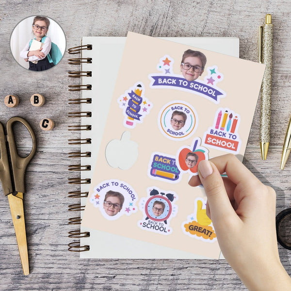 Custom Custom Face Book Stationary Back To School Removable Adhesive Stickers - YesCustom