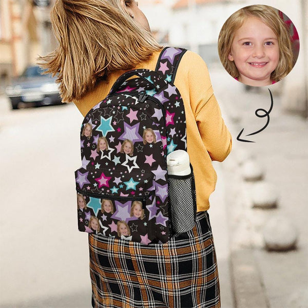 Custom Custom Face Colorful Star Children's Backpack - YesCustom