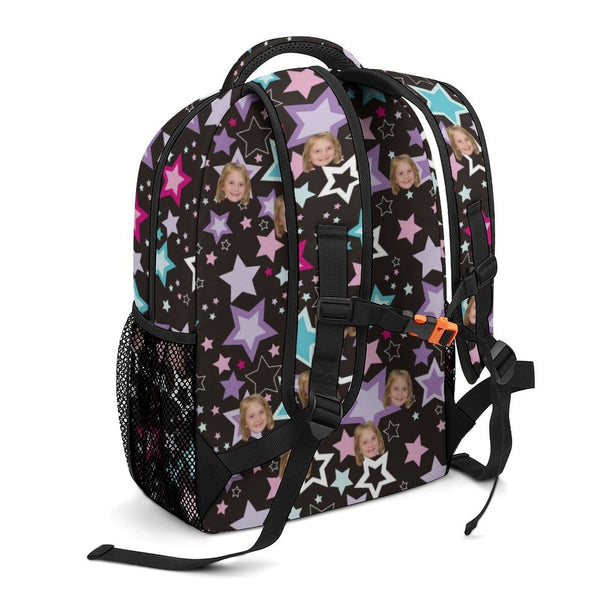 Custom Custom Face Colorful Star Children's Backpack - YesCustom