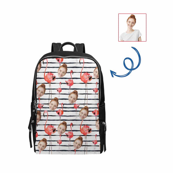 Custom Custom Face Flamingo School Bag - YesCustom