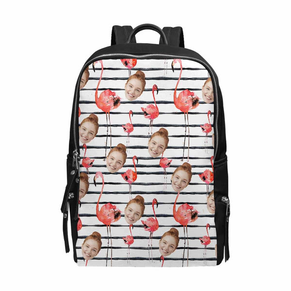 Custom Custom Face Flamingo School Bag - YesCustom