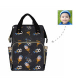 Custom Custom Face Football Black Diaper Bag Backpack Kid's School Bag - YesCustom