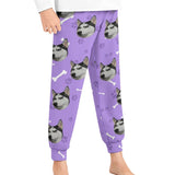 [For Kid&Adult] Personalized Face Dog Bone Multiple Color Paw Print Sleepwear Personalized Women's&Men's Long Pajama Pants