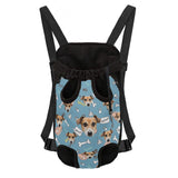 Custom Face Woof Blue Pet Backpack Carrier For Medium Dogs Cats Personalized Travel Bag