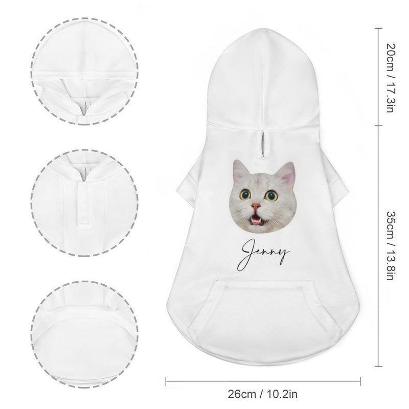 Custom Face With Name Pet Hoodie Personalized Pet Clothes Dog Cat Hoodie