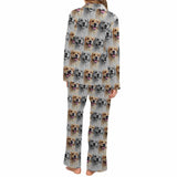 Custom Face Pajama Profile Women's Long Pajama Set Matching Dog Bandana Personalized Sleepwear