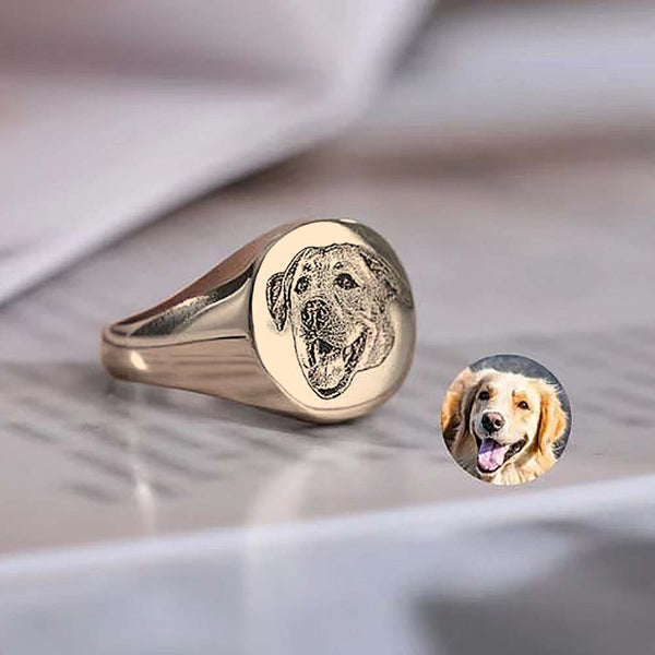 Custom Photo Pet portrait ring Personalized Gift for Pet Lover
