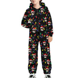 [Thick Soft Fabric] Funny Flannel Fleece Adult Onesie Pajamas Custom Face Christmas Lights on Black Background Jumpsuit Homewear