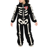 Halloween Custom Face Bones Family Hooded Onesie Jumpsuits with Pocket Personalized Zip One-piece Pajamas for Adult kids