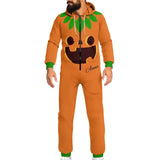 Halloween Custom Name Pumpkin Family Hooded Onesie Jumpsuits with Pocket Personalized Zip One-piece Pajamas for Adult kids