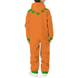 Halloween Custom Name Pumpkin Family Hooded Onesie Jumpsuits with Pocket Personalized Zip One-piece Pajamas for Adult kids