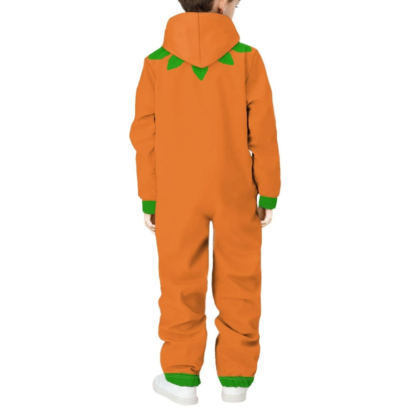 Halloween Custom Name Pumpkin Family Hooded Onesie Jumpsuits with Pocket Personalized Zip One-piece Pajamas for Adult kids