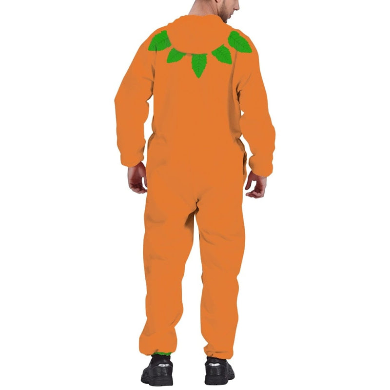 Halloween Custom Name Pumpkin Family Hooded Onesie Jumpsuits with Pocket Personalized Zip One-piece Pajamas for Adult kids