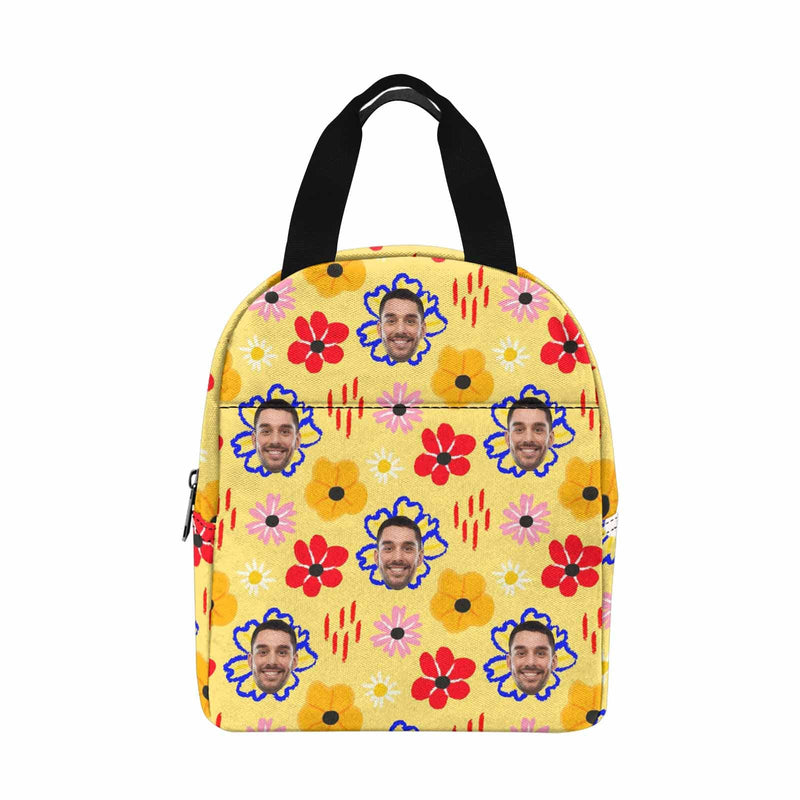 Personalized Lunch Box Custom Face Flowers Lunch Bag School Bag Backbag