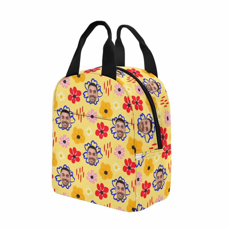 Personalized Lunch Box Custom Face Flowers Lunch Bag School Bag Backbag