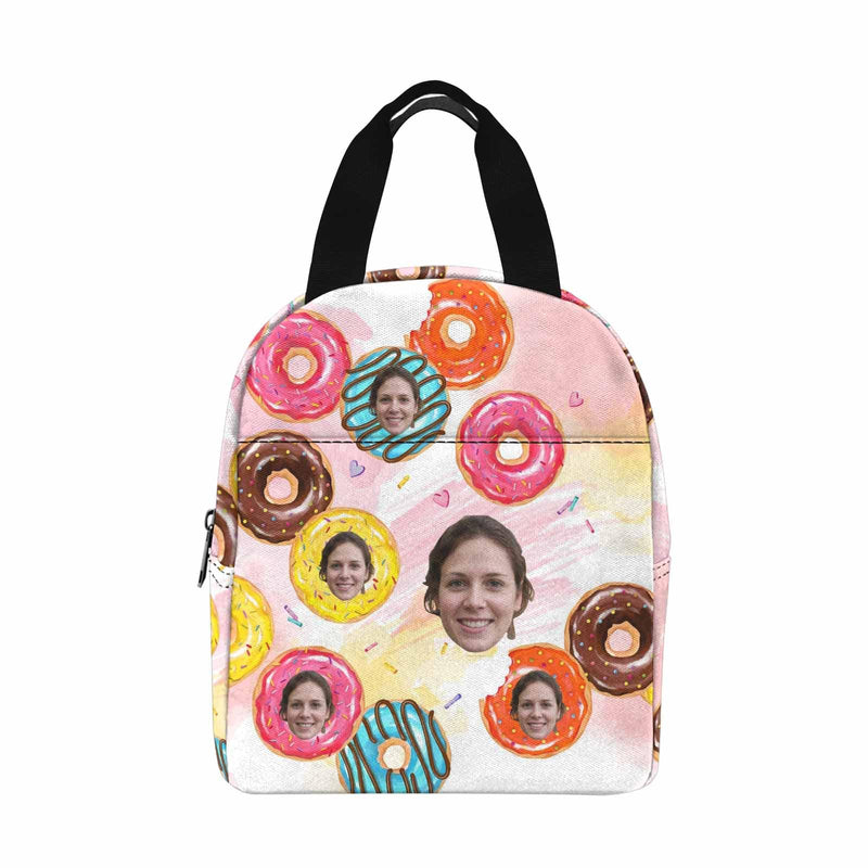 Personalized Lunch Box Custom Face&Name Donuts Lunch Bag School Bag Backbag