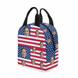 Personalized Lunch Box Custom Face&Name Flag Lunch Bag School Bag Backbag