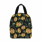 Personalized Lunch Box Custom Face&Name Sunflower Lunch Bag School Bag Backbag