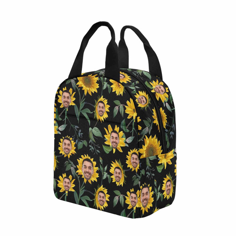 Personalized Lunch Box Custom Face&Name Sunflower Lunch Bag School Bag Backbag