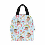 Personalized Lunch Box Custom Face Rainbow White Horse Lunch Bag School Bag Backbag