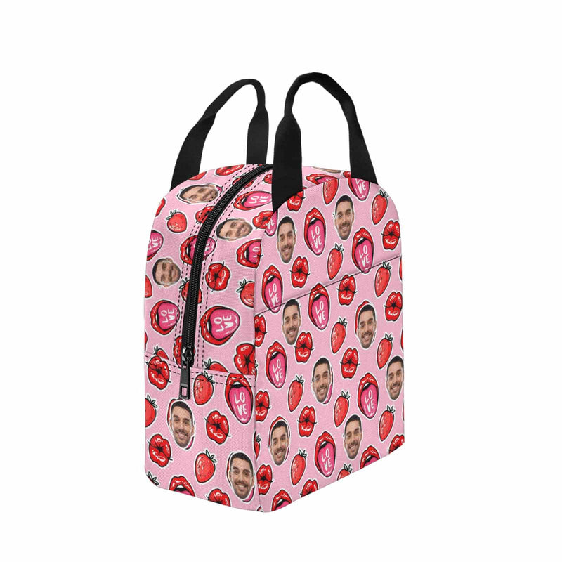 Personalized Lunch Box Custom Face Strawberry Lunch Bag School Bag Backbag