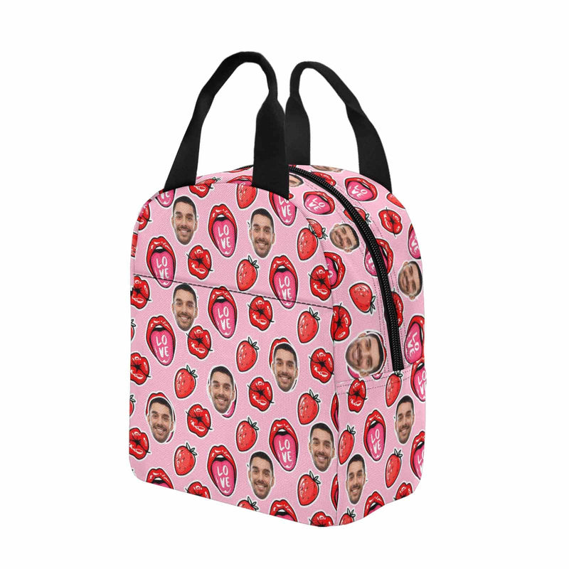 Personalized Lunch Box Custom Face Strawberry Lunch Bag School Bag Backbag