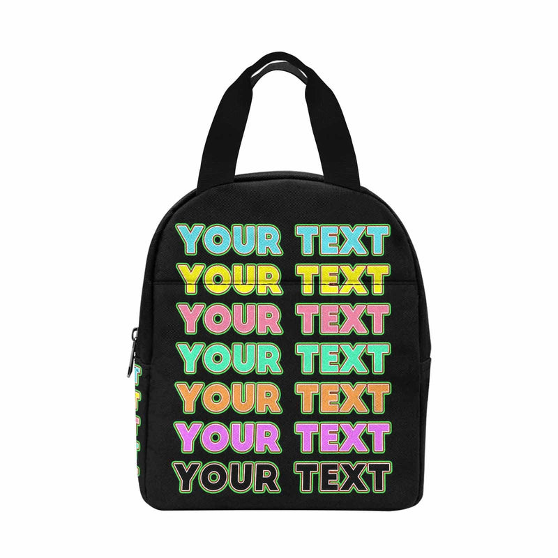 Personalized Lunch Box Custom Text Colourful Lunch Bag School Bag Backbag