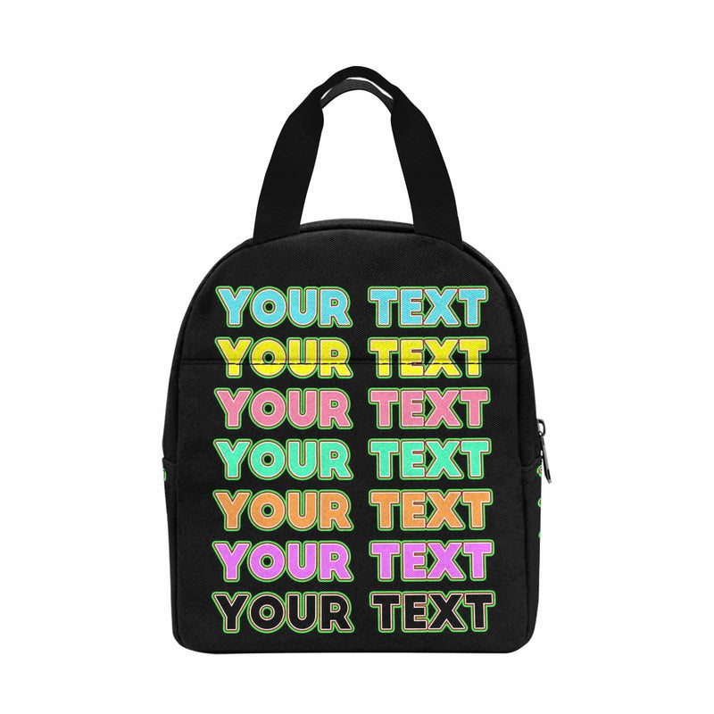 Personalized Lunch Box Custom Text Colourful Lunch Bag School Bag Backbag