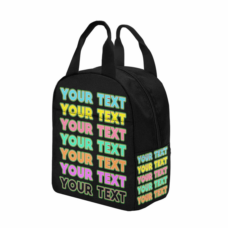 Personalized Lunch Box Custom Text Colourful Lunch Bag School Bag Backbag