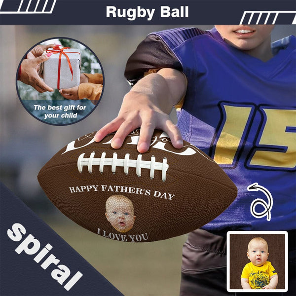 Custom Photo Dad I Love You Rugby Ball Personalized Rugby Ball Gift for Any Rugby Ball Fan