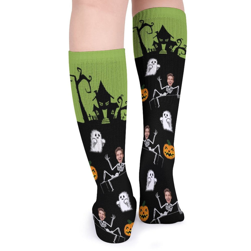 Custom Face Sublimated Crew Socks Halloween Socks Personalized Funny Photo Socks Gift