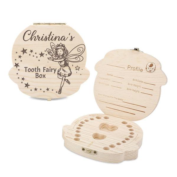 Custom Name Butterfly Fairy  Children's Wooden Tooth Box