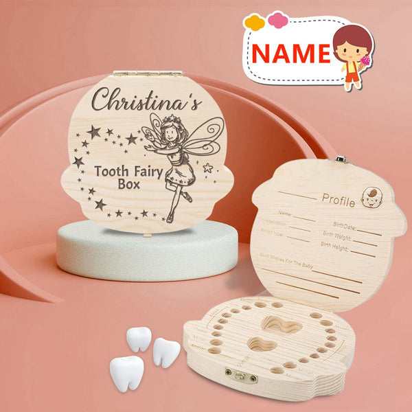 Custom Name Butterfly Fairy  Children's Wooden Tooth Box