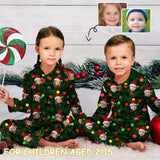 acePajamas Pajama Kid's Christmas Pajamas Green Custom Sleepwear with Face Christmas Red Hat Personalized Pajama Set For Boys&Girls 2-15Y