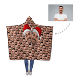 Custom Face Christmas Hat Flannel Hooded Blanket