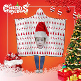 Custom Face Christmas Patterns White Flannel Hooded Blanket