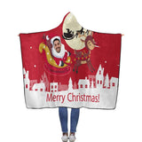 Custom Face Merry Christmas Flannel Hooded Blanket