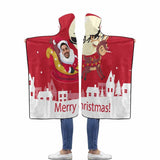 Custom Face Merry Christmas Flannel Hooded Blanket