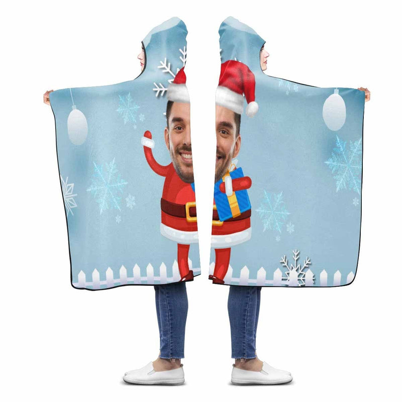Custom Face Santa Claus Hooded Blanket