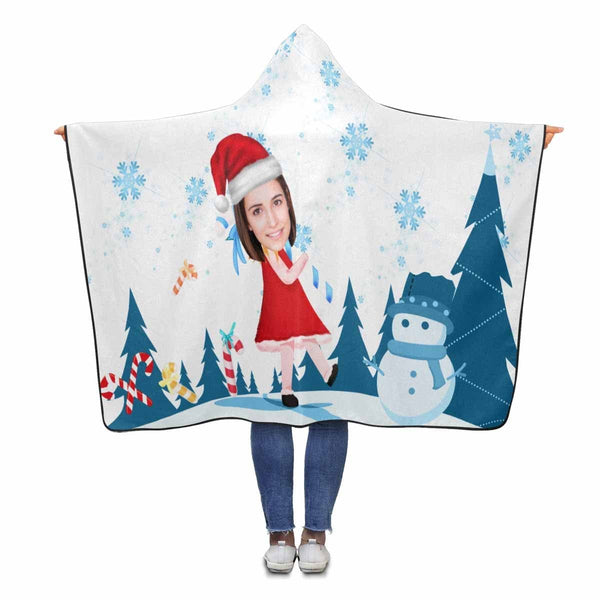 Custom Face Trees Snowflake Hooded Blanket