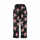 FacePajamas Pajama Shirt&Pants-Fleece Coral Fleece Pajama Trousers-Custom Face Christmas Snowflake Warm and Comfortable Sleepwear Long Pajama Pants For Men Women