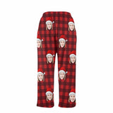 FacePajamas Pajama Shirt&Pants-Fleece Coral Fleece Pajama Trousers-Custom Face Red Plaid Warm and Comfortable Sleepwear Long Pajama Pants For Men Women