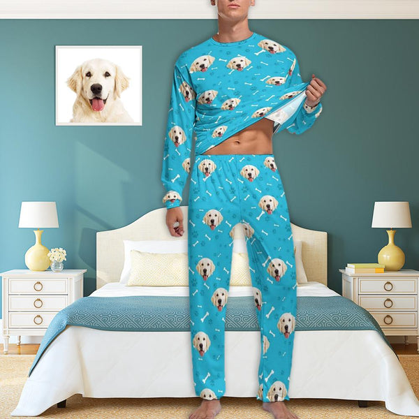 FacePajamas Pajama Custom Dog Pajamas Personalized Pet Face Paw & Bone Men's All Over Print Pajama Set