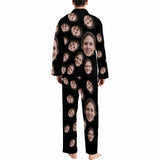 FacePajamas Pajama Custom Face Black & Blue & Red Persoanlized Sleepwear Men's Long Pajama Set