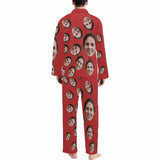 FacePajamas Pajama Custom Face Black & Blue & Red Persoanlized Sleepwear Men's Long Pajama Set