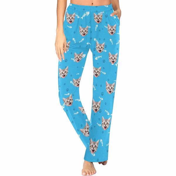 FacePajamas Custom Face Pajama Pants Cat Smiley Face Sleepwear for Women