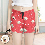 FacePajamas Pajama Pants Custom Face Women's Pajama Shorts Personalized Smiley Dog Sleepwear Shorts