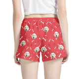 FacePajamas Pajama Pants Custom Face Women's Pajama Shorts Personalized Smiley Dog Sleepwear Shorts